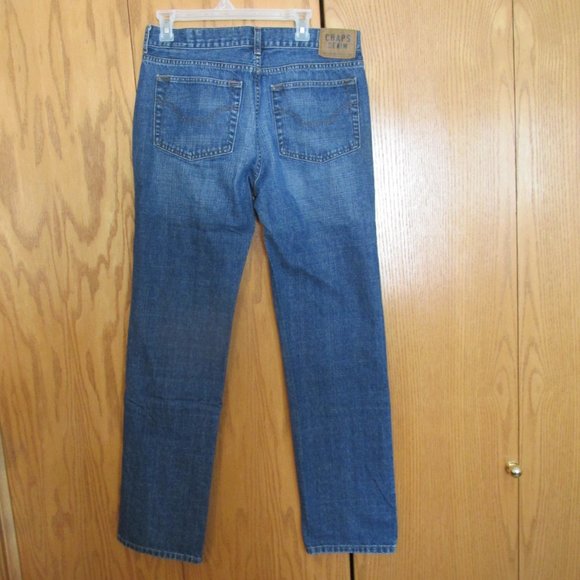 CHAPS MEN'S SIZE 32 X 33 JEANS DARK BLUE SLUB DENIM STRAIGHT FIT VINTAGE - Picture 6 of 15